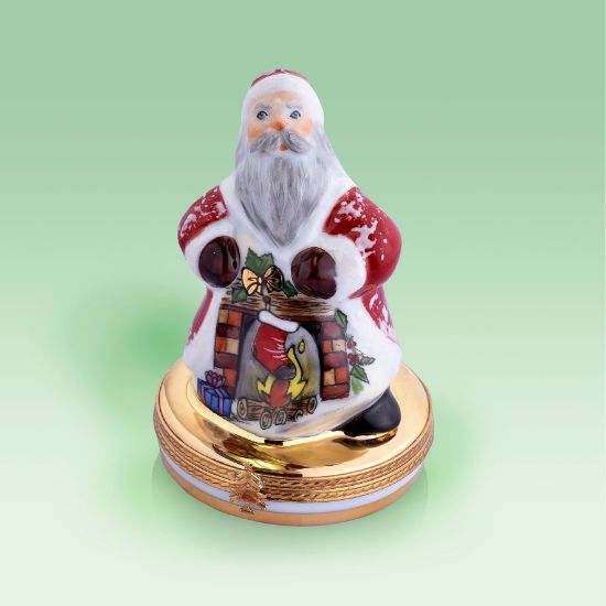 Picture of Limoges Santa with Fireplace on Coat Box