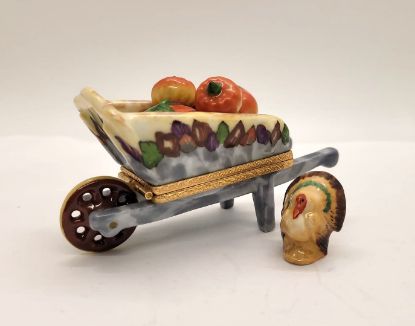 Picture of Limoges Fall Wheelbarrow Box with Turkey