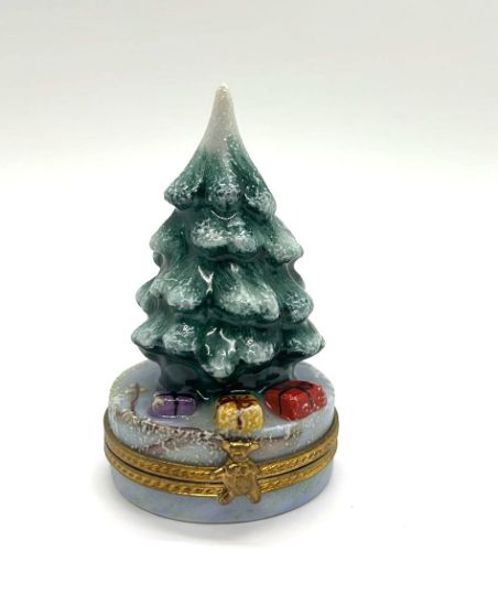 Picture of Limoges Christmas Tree with Gifts on Round Box